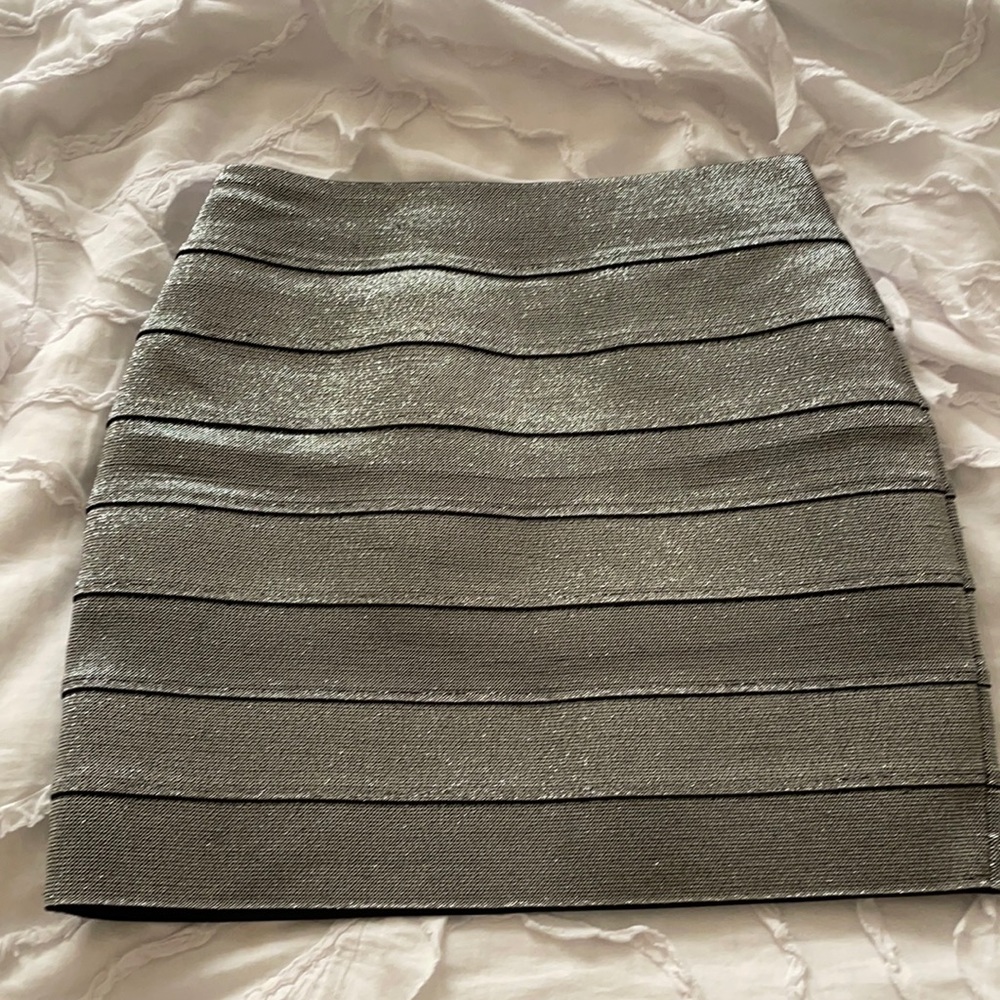 Express Fitted Metalic Shiny Skirt